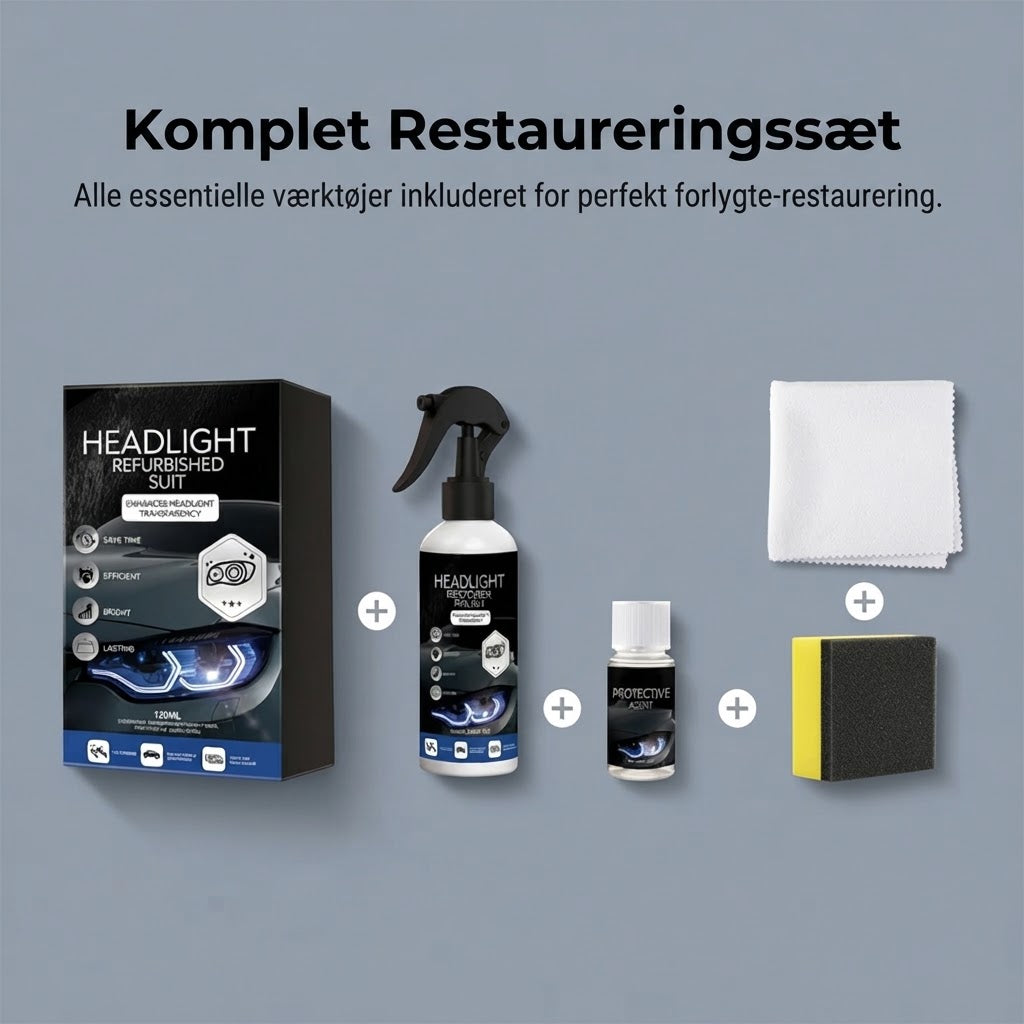 💡 Professionelt Lygtepoleringssæt | Fjerner Gulfarvning & Genskaber Klarhed ✨