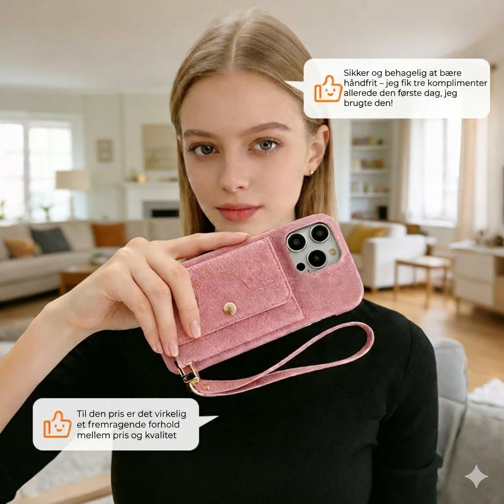 🔥📱 iPhone-cover til kvinder - med indbygget pung
