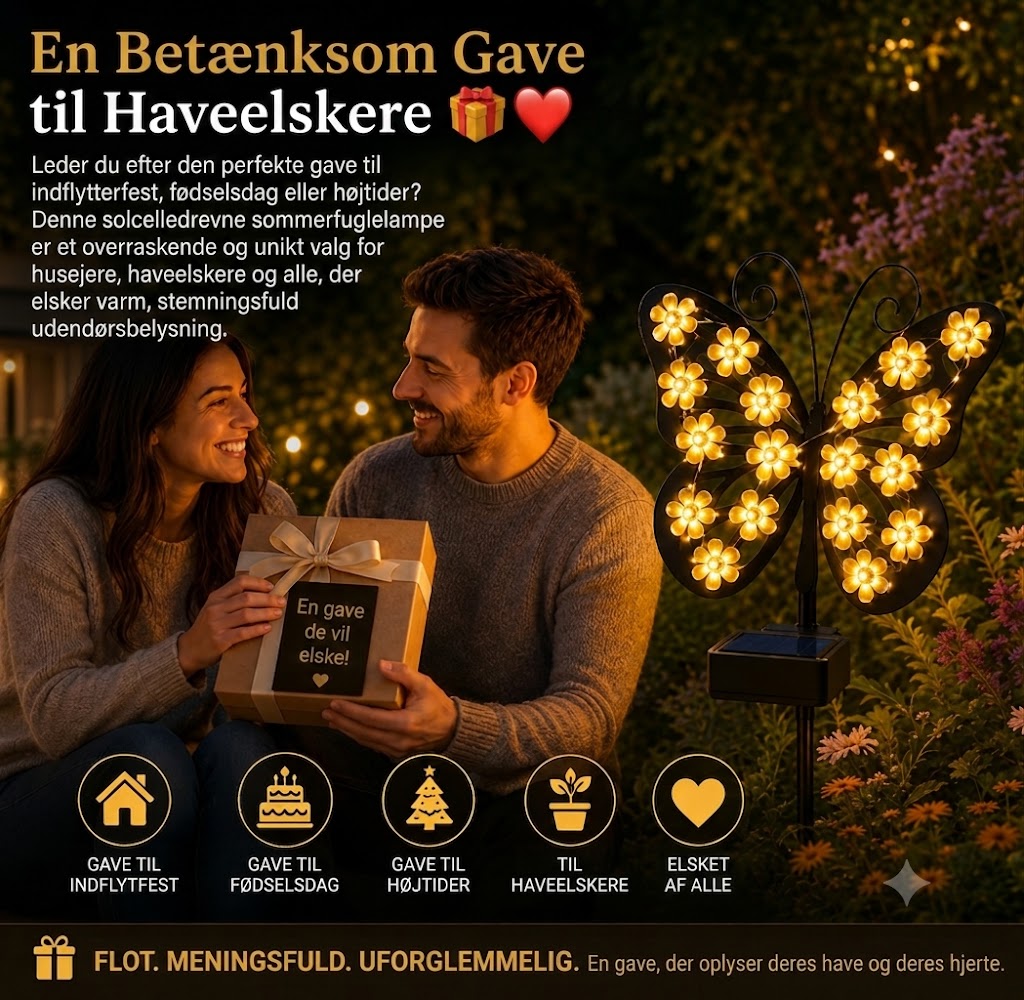 FlutterBloom™ | Dekorativ solcelle-sommerfuglelamp med blomsterformet LED