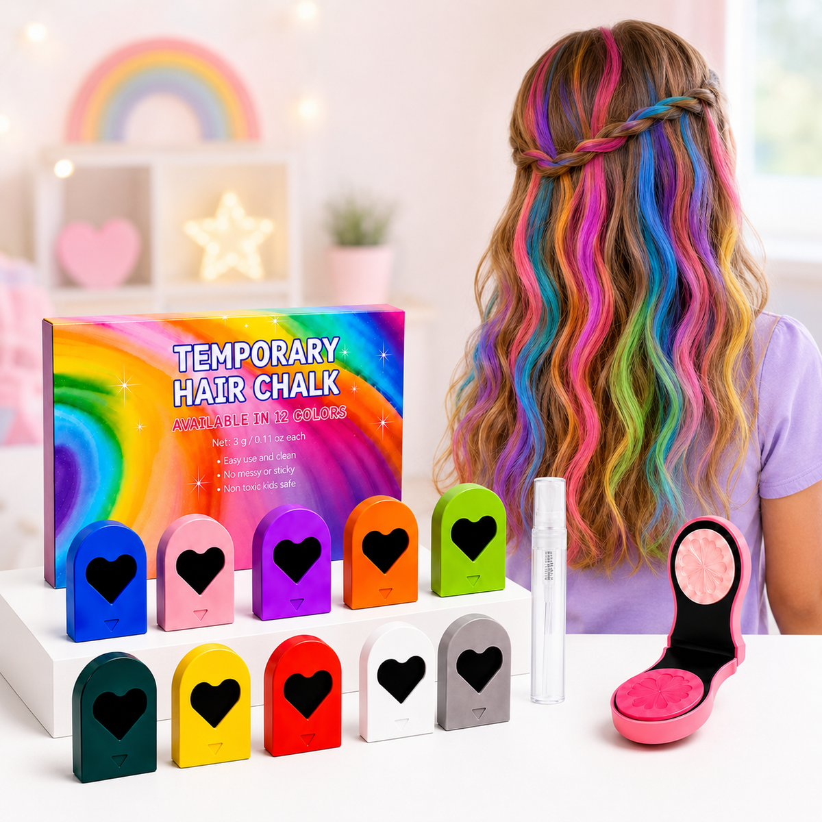 ColorPop Hårkridt – 12 vaskbare farver