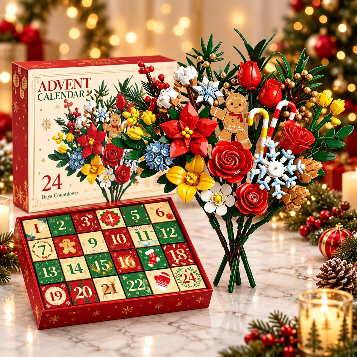 Bloom & Build Adventskalender – Byg din egen magiske buket til jul