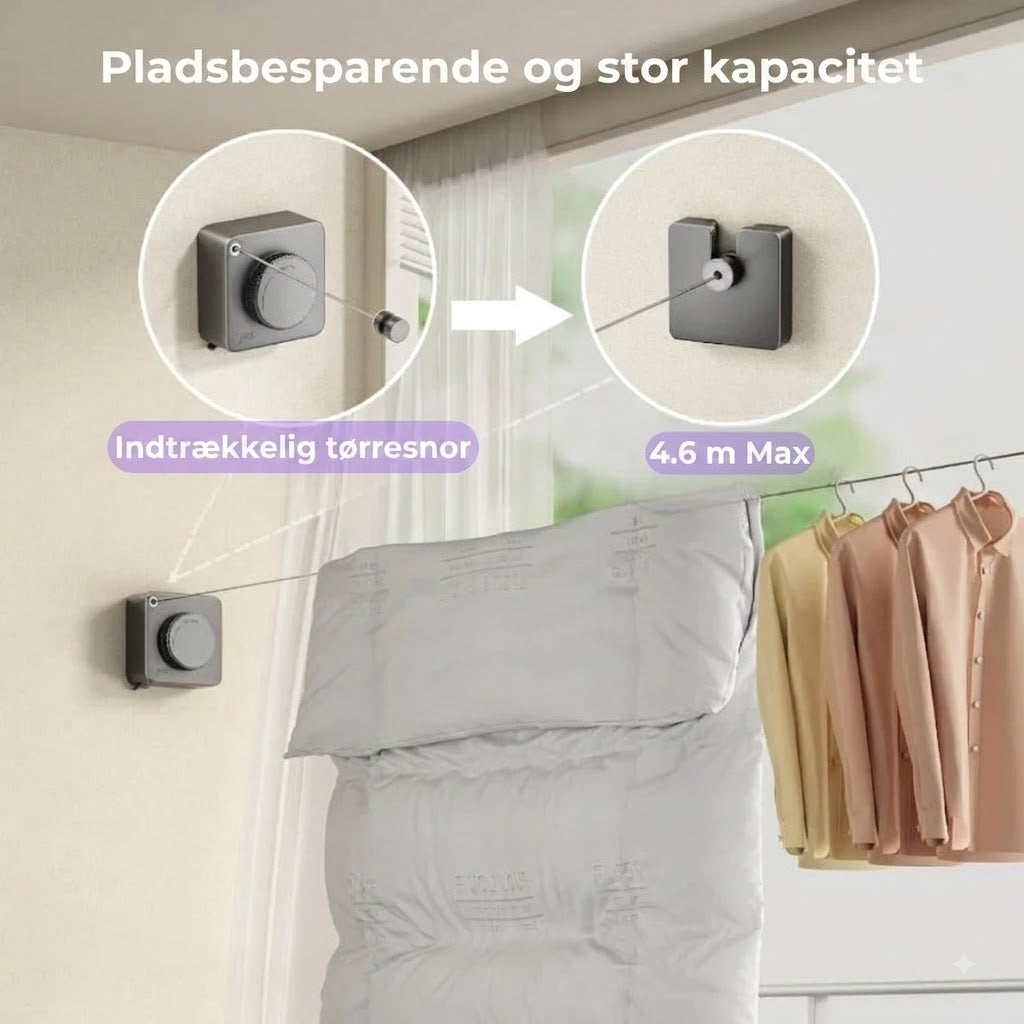 Pladsbesparende tørresnor