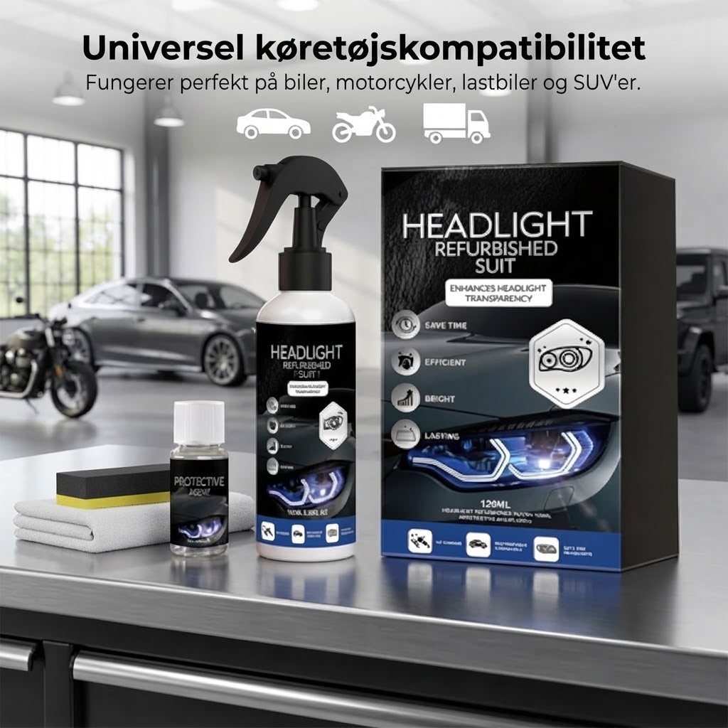 💡 Professionelt Lygtepoleringssæt | Fjerner Gulfarvning & Genskaber Klarhed ✨