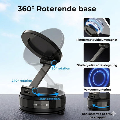 Magnetisk sugekop – Foldbar 360° mobilholder med vakuumlås