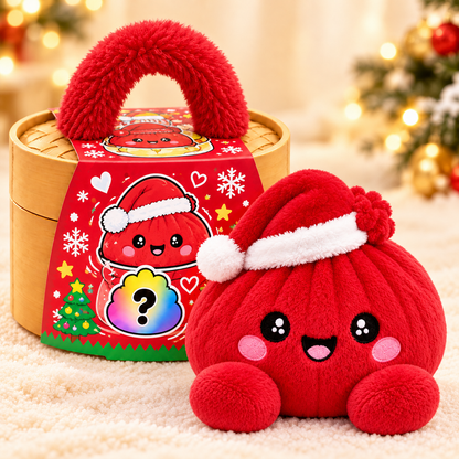 Christmas Plush Dumplings | Bløde Squishy Julebamser i Steamer-æske