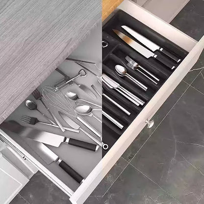 Udtrækkelig og justerbar bestikholder til køkkenet
