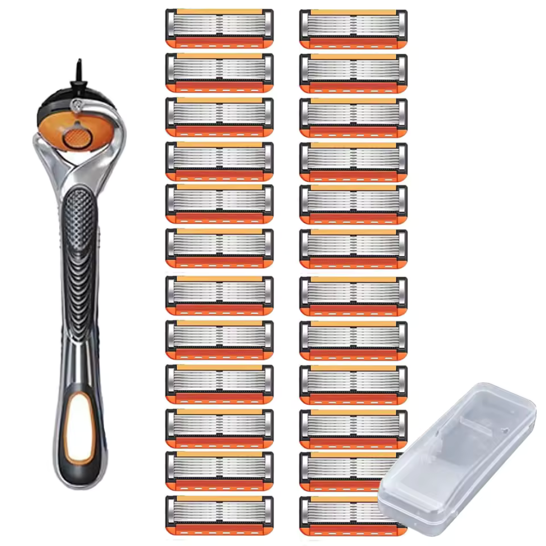 ProShave 6 – 6-bladede barberblade i pakker med 24/48. Klassisk og sikker barbering med seks blade for præcision, komfort og lang levetid.