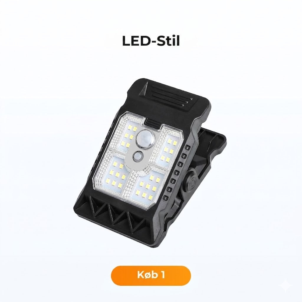 Solcelle-klemlampe med bevægelsessensor