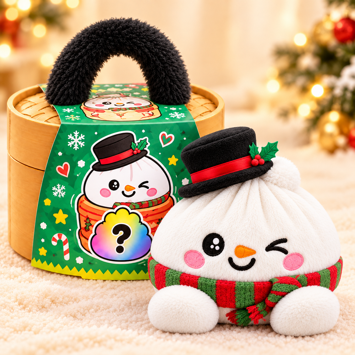 Christmas Plush Dumplings | Bløde Squishy Julebamser i Steamer-æske