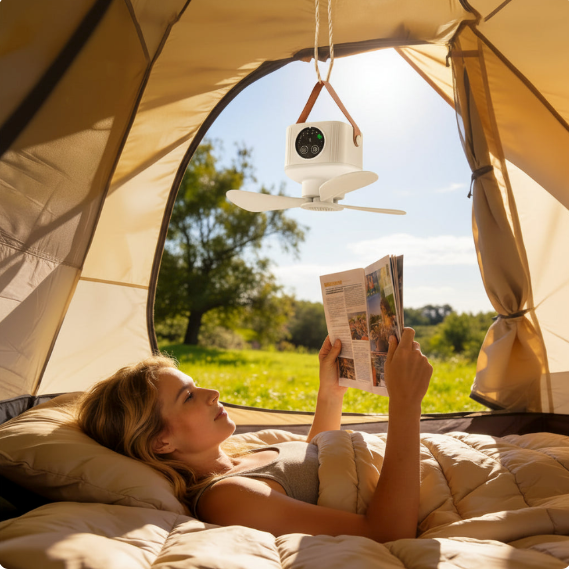 CAMPBREEZE | Genopladelig lampe med ventilator