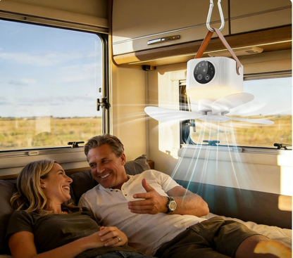 CAMPBREEZE | Genopladelig lampe med ventilator