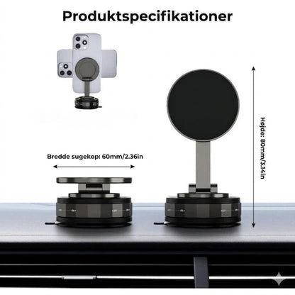 Magnetisk sugekop – Foldbar 360° mobilholder med vakuumlås