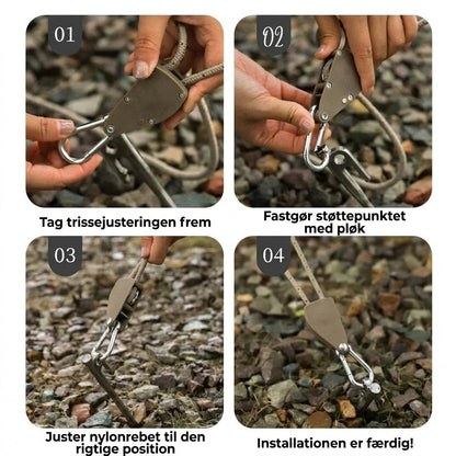 Justerbare taljekroge til camping