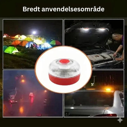 V16 Stroboskopisk advarselslys med kraftig magnetbund og batteri