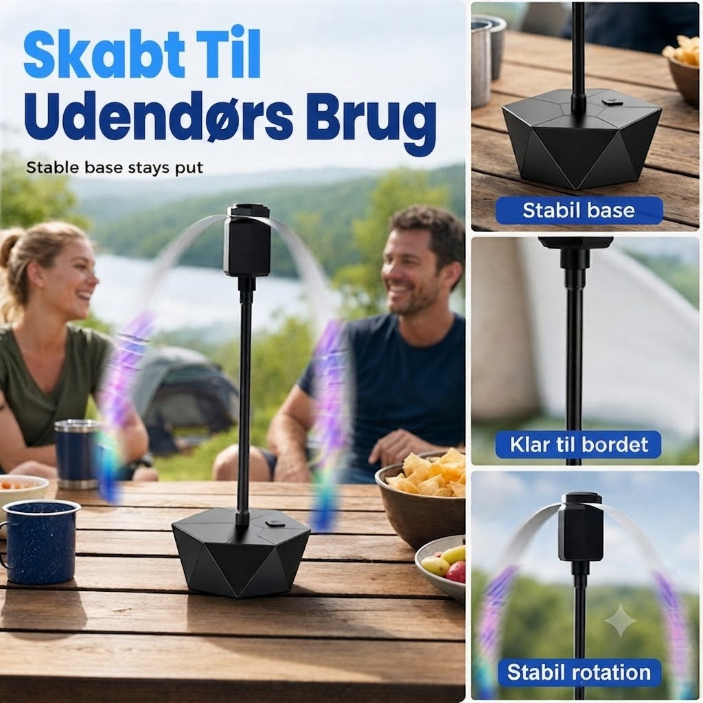 Genopladelig USB Flueskræmmer-Ventilator – Teleskopisk / Udtrækkelig Insektafviser til Udendørs Brug