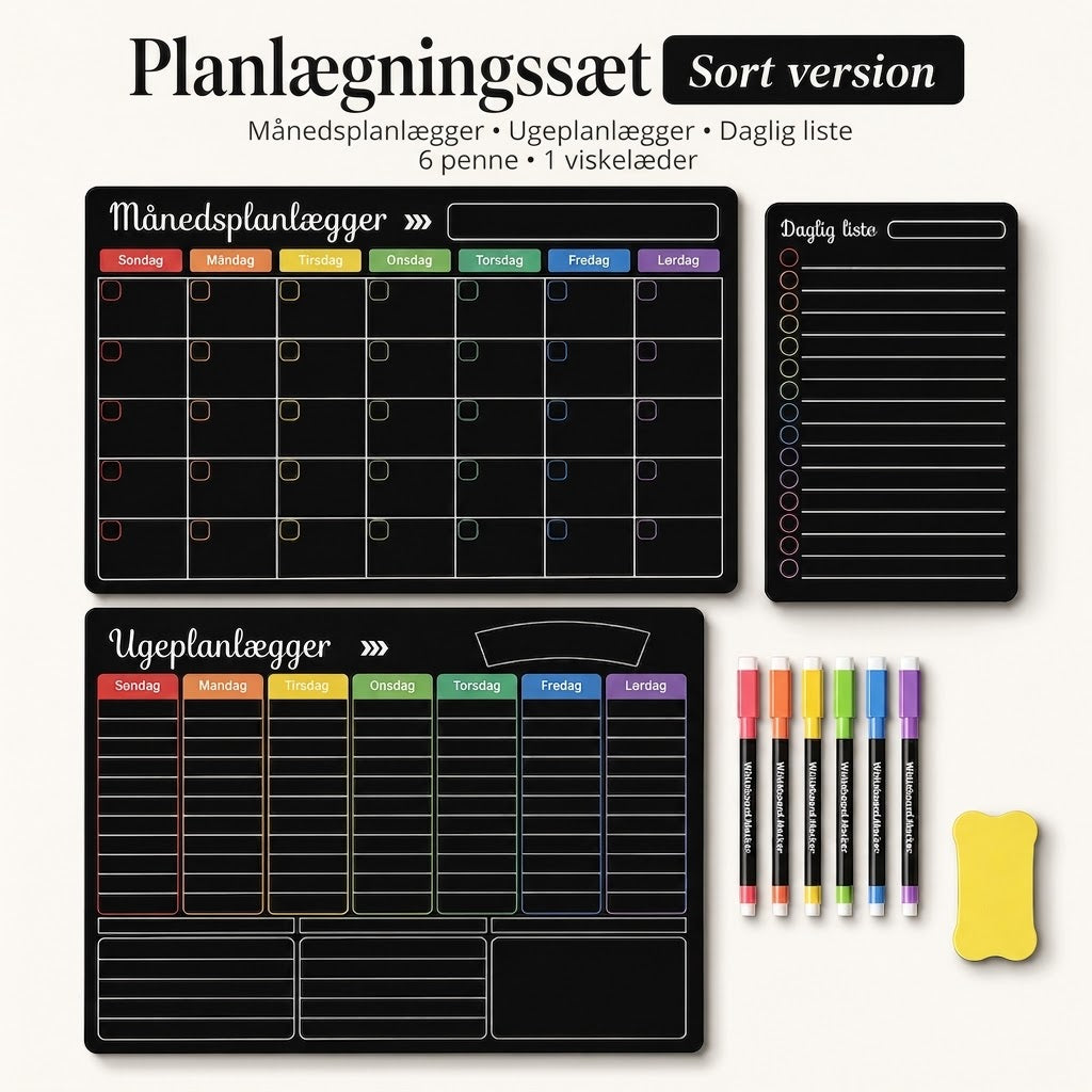Magnetisk familieplanlægger – Måned-, uge- og dagstavle