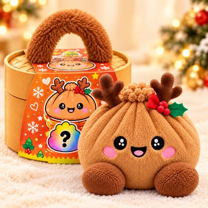 Christmas Plush Dumplings | Bløde Squishy Julebamser i Steamer-æske