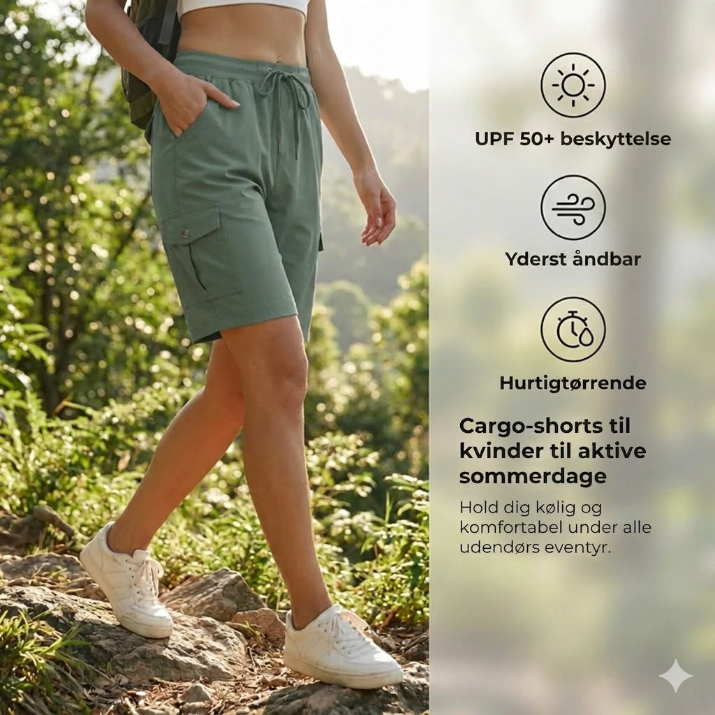 Hurtigtørrende cargoshorts til kvinder med lommer