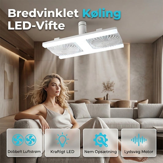 Loftsventilator med dobbelt hoved og LED-lys – moderne design med fjernbetjening til stue og soveværelse