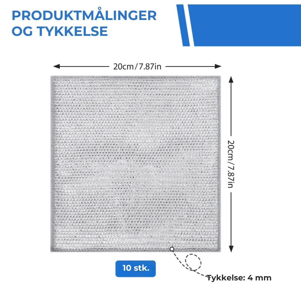 Genanvendelige Silver Mesh-skureklude (10 stk.) – Hård mod pletter, skånsom mod overflader