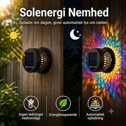 ProjectAura™ | Solcelledrevet Mandala Projektionsvæglampe