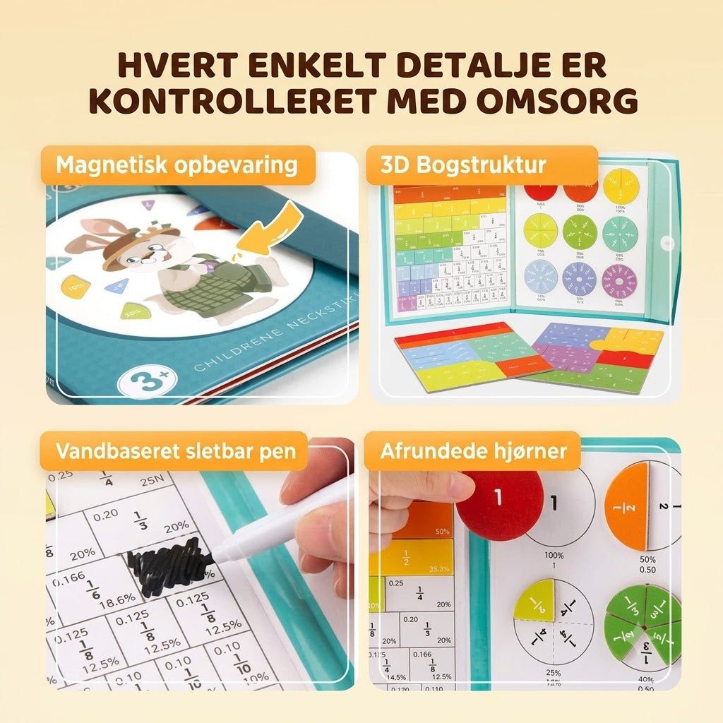 💖 Magnetisk brøk-puslespilsbog til børn