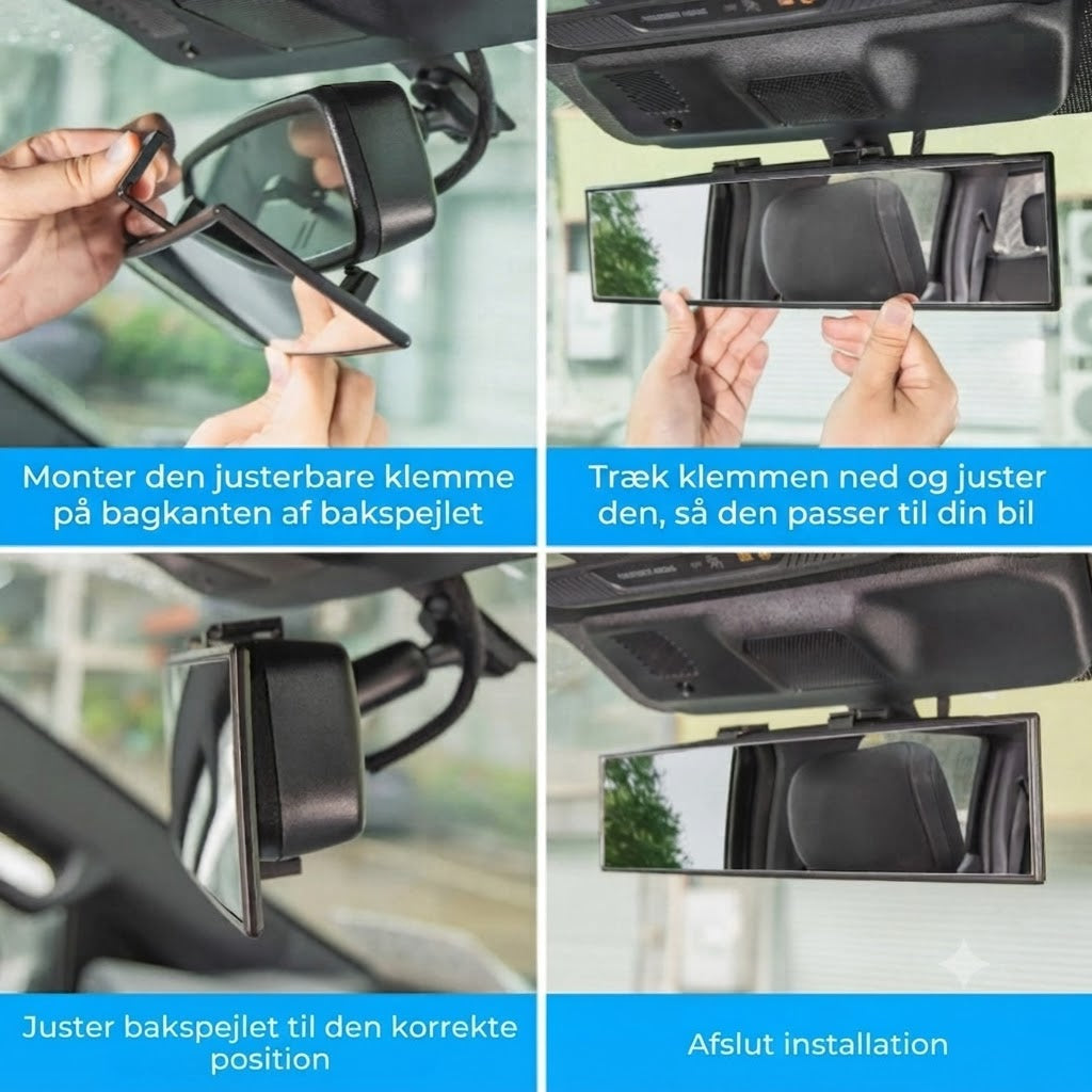 Panoramisk bakspejl med klemmontering