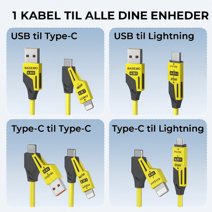 4-i-1 Udtrækkeligt Opladerkabel™ | Ét kabel til alle dine enheder – kompakt, kraftfuldt og klar på farten!