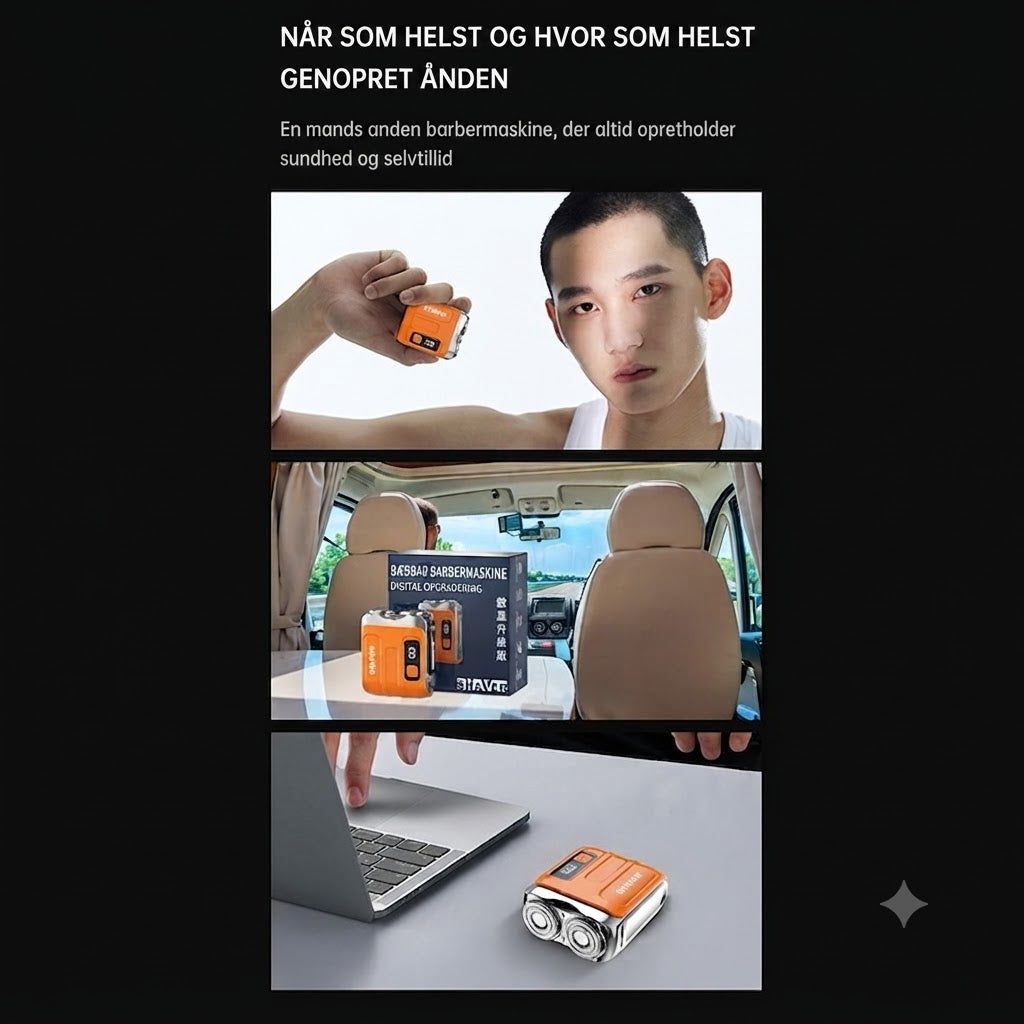 🧔 Mini Bærbar Elektrisk Barbermaskine til Mænd – AI-detektion, Magnetisk Hoved, Hurtig Opladning