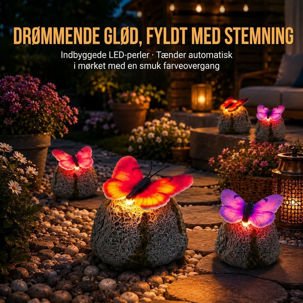 LunaGlow™ | Solcelle-havesten med indbygget lysende sommerfugl
