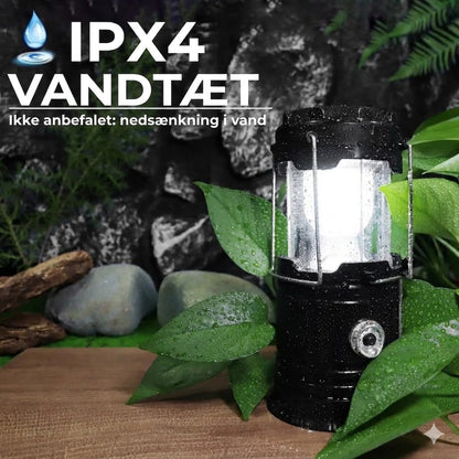 Solcelledrevet + USB campinglanterne og lommelygte