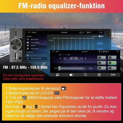 6,36-tommer trådløs smart touchskærm | Bluetooth | Stemmestyring | HD-multimedieskærm