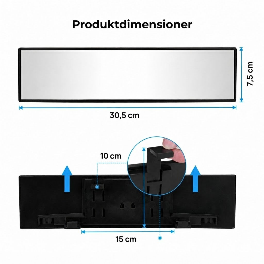 Panoramisk bakspejl med klemmontering