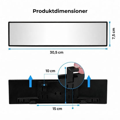 Panoramisk bakspejl med klemmontering