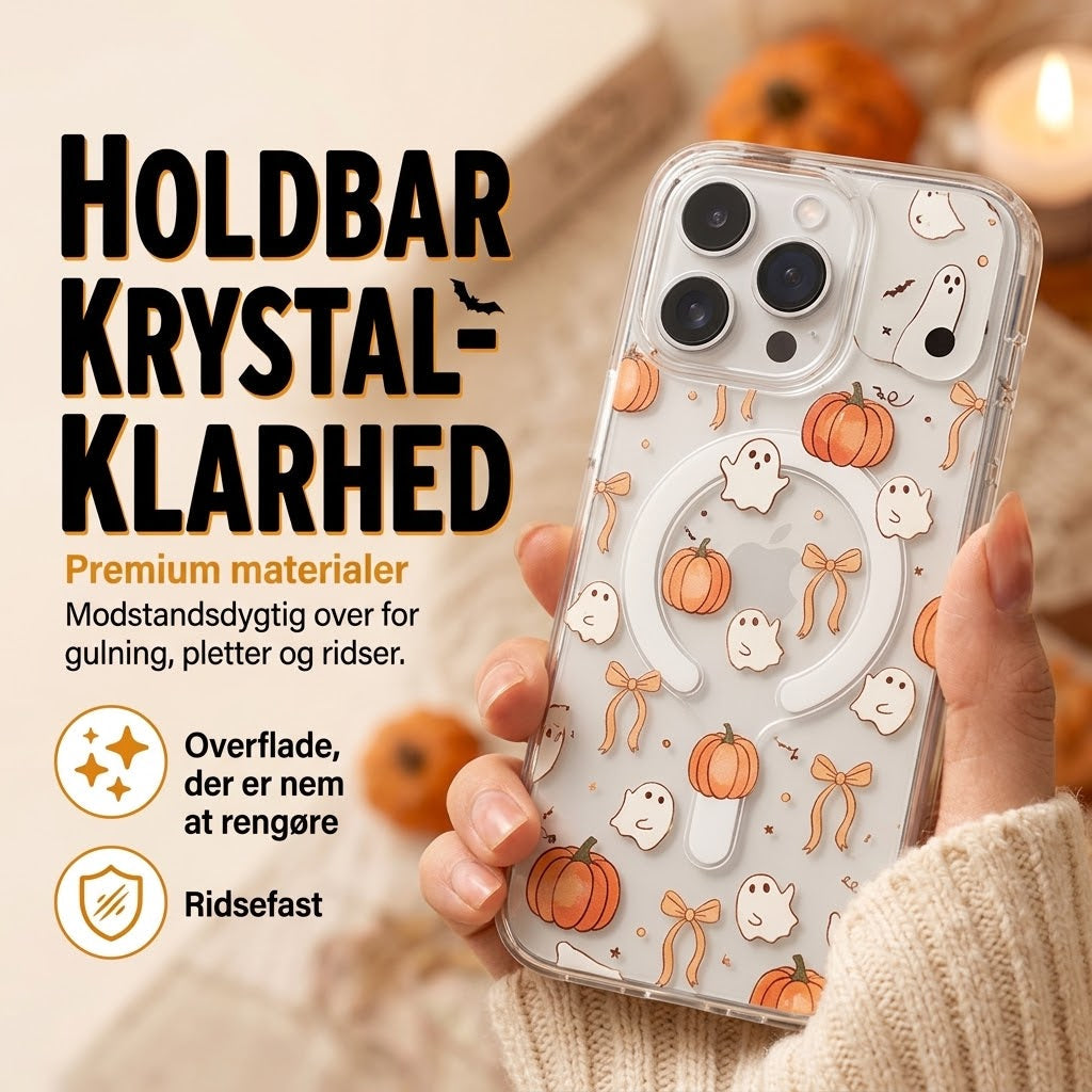 Sødt gennemsigtigt mobilcover til Halloween