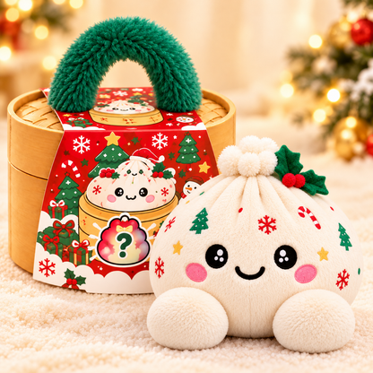 Christmas Plush Dumplings | Bløde Squishy Julebamser i Steamer-æske