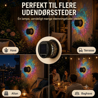 ProjectAura™ | Solcelledrevet Mandala Projektionsvæglampe