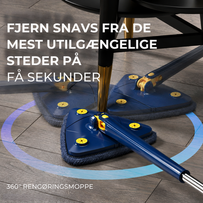 DrejmeMoppe™ Selvudvridende 360° moppe med trekanthoved – inkl. 2 moppeklude