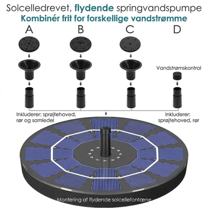 SolFontæne™ Solcelledrevet springvandspumpe til havedam og fuglebad