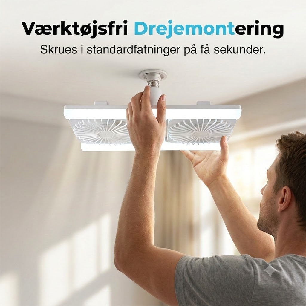 Loftsventilator med dobbelt hoved og LED-lys – moderne design med fjernbetjening til stue og soveværelse