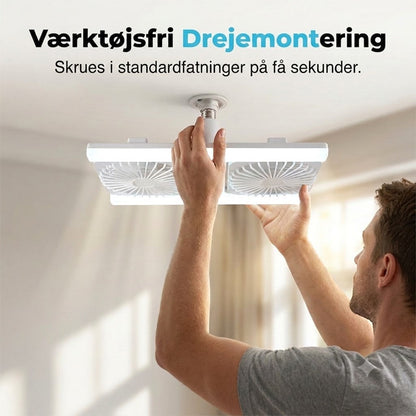 Loftsventilator med dobbelt hoved og LED-lys – moderne design med fjernbetjening til stue og soveværelse