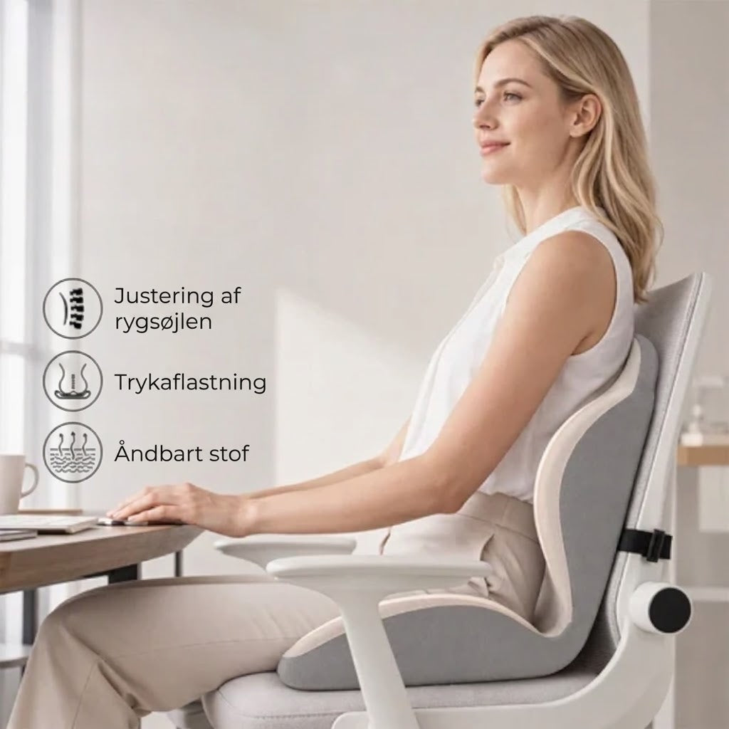 Ergonomisk siddehynde med rygstøtte i memory foam