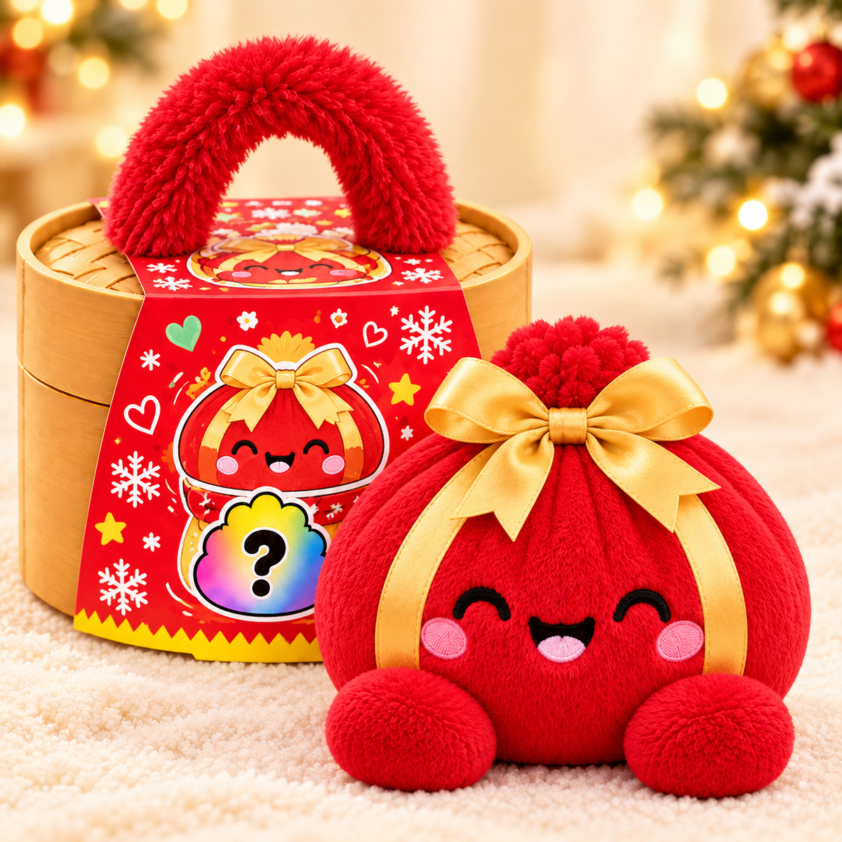 Christmas Plush Dumplings | Bløde Squishy Julebamser i Steamer-æske