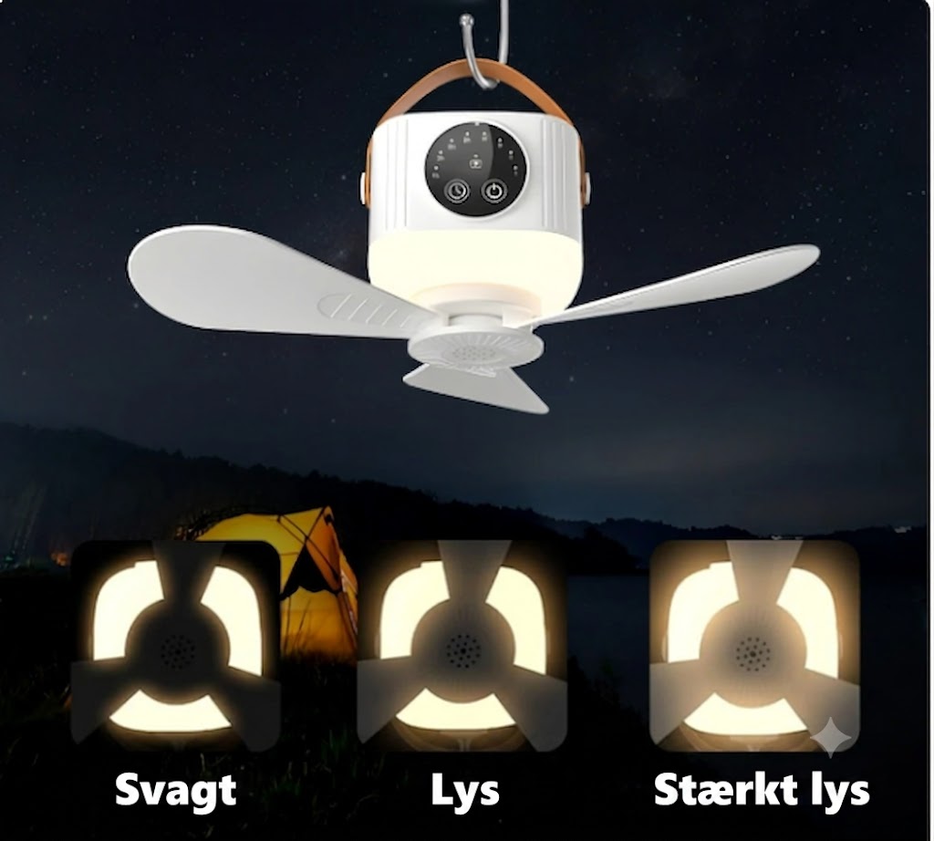 CAMPBREEZE | Genopladelig lampe med ventilator