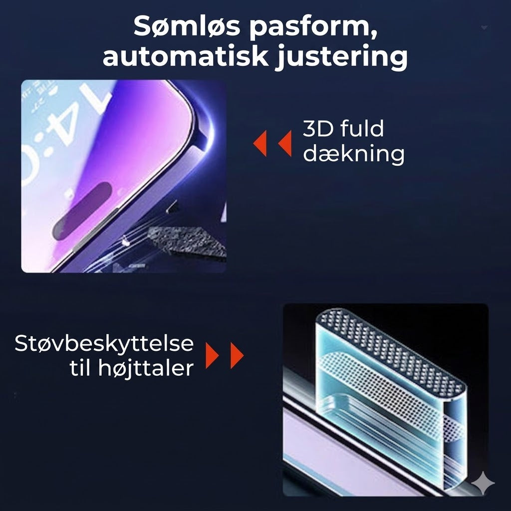 iPhone Beskyttelsessæt – Støvfri Skærmbeskyttelse i Hærdet Glas