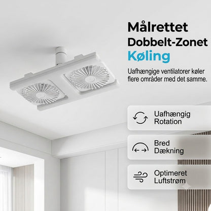 Loftsventilator med dobbelt hoved og LED-lys – moderne design med fjernbetjening til stue og soveværelse