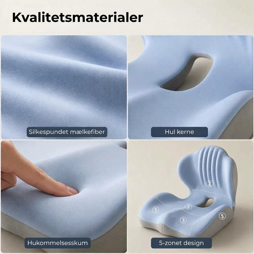 Ergonomisk siddehynde med rygstøtte i memory foam