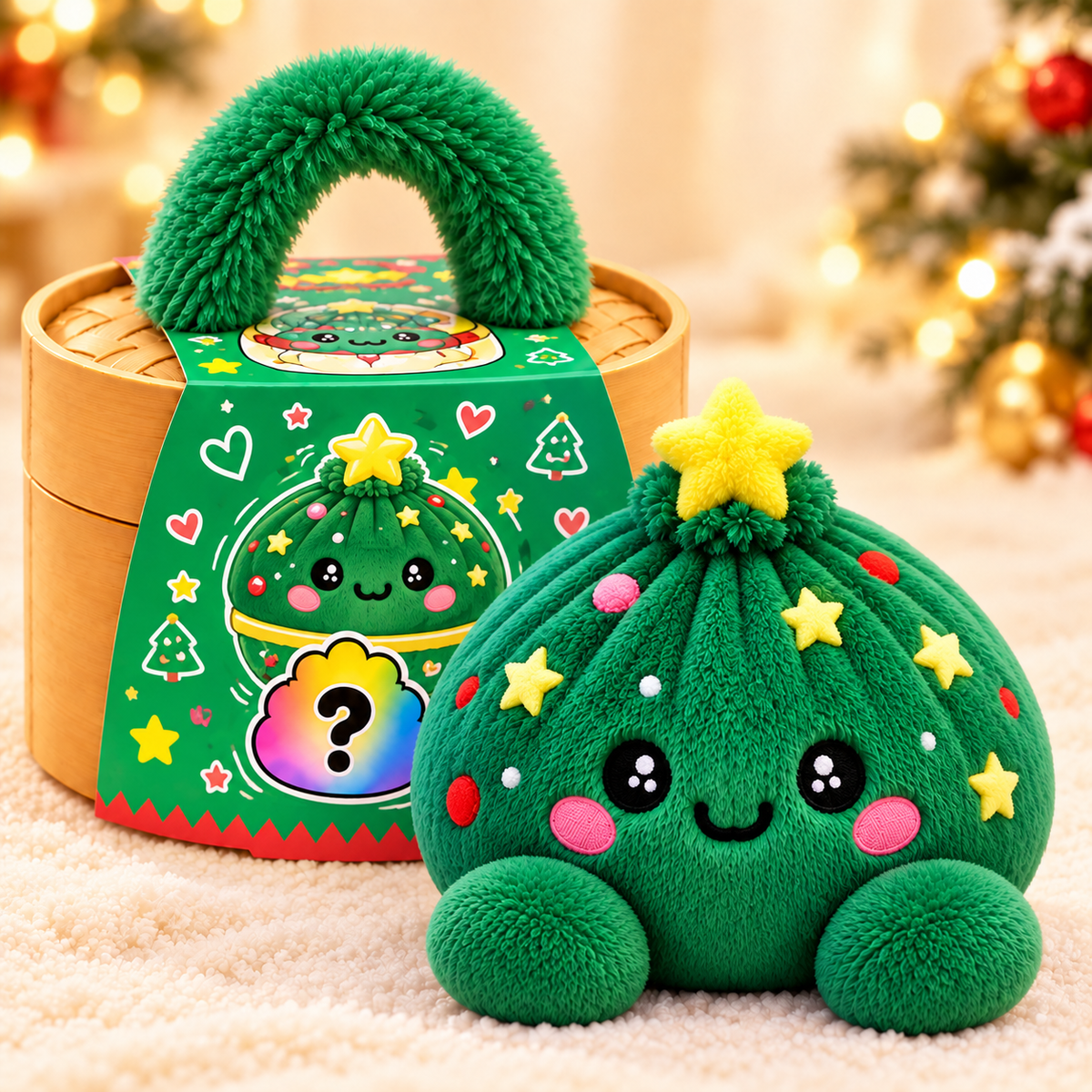 Christmas Plush Dumplings | Bløde Squishy Julebamser i Steamer-æske