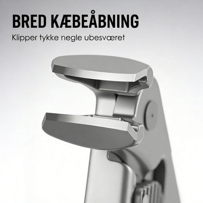 ✂️ Stænksikker negleklipper i rustfrit stål – bred åbning og sikker opbevaring!