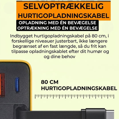 65W Type-C hurtiglader på 80 cm med USB- og Type-C-tilslutning